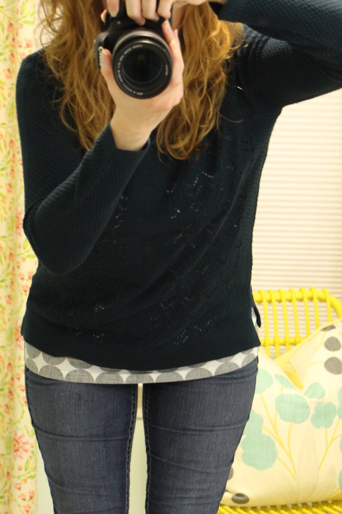 skies are blue sweater close